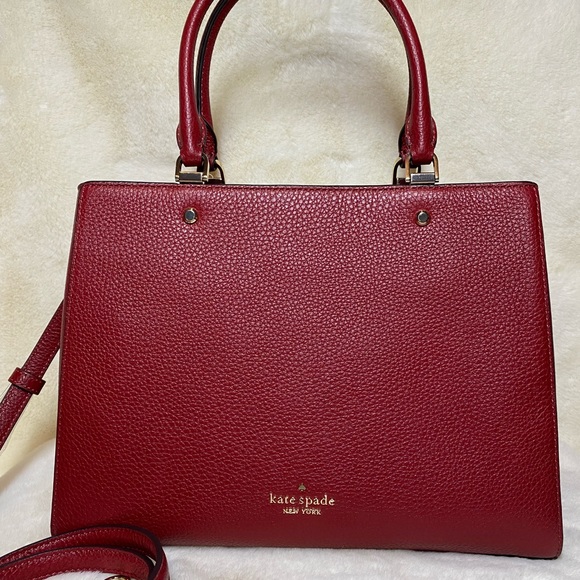 Kate Spade Leila Medium Flap Shoulder Bag Red Currant K6029 – LussoCitta